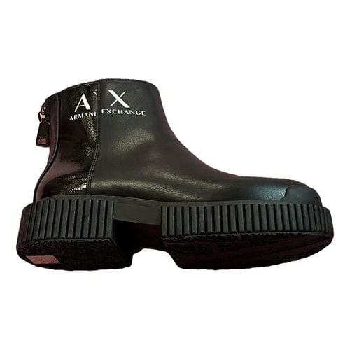 Pre-owned Armani Exchange Leather Boots In Black