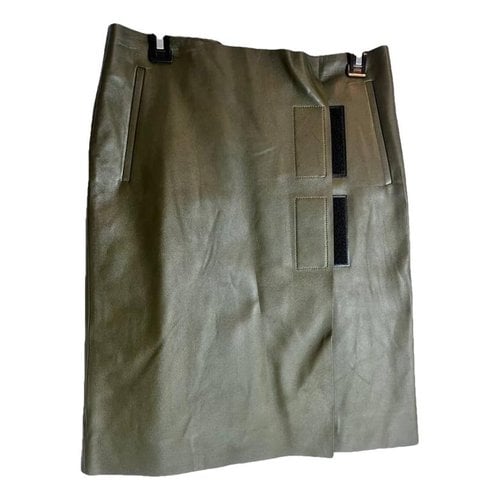 Pre-owned Givenchy Leather Mid-length Skirt In Green
