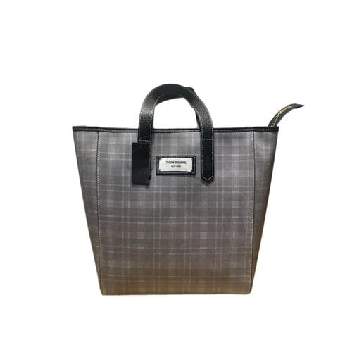 Pre-owned Thom Browne Leather Tote In Grey