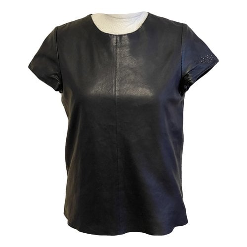 Pre-owned Zadig & Voltaire Leather Blouse In Black
