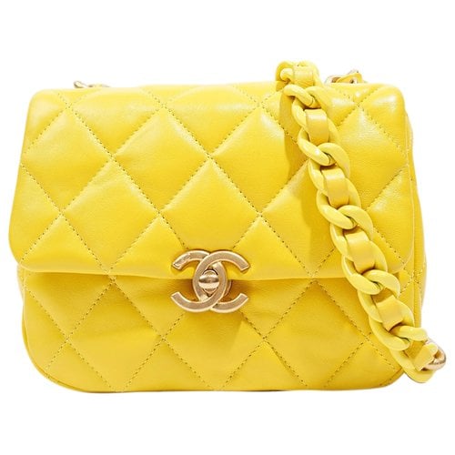 Pre-owned Chanel Leather Mini Bag In Yellow