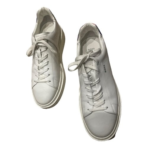 Pre-owned Hugo Boss Leather Lace Ups In White