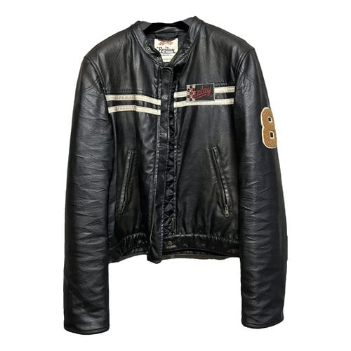 Pre-owned Replay Vegan Leather Jacket In Black