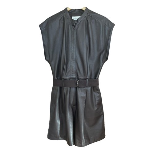 Pre-owned Massimo Dutti Leather Jumpsuit In Brown