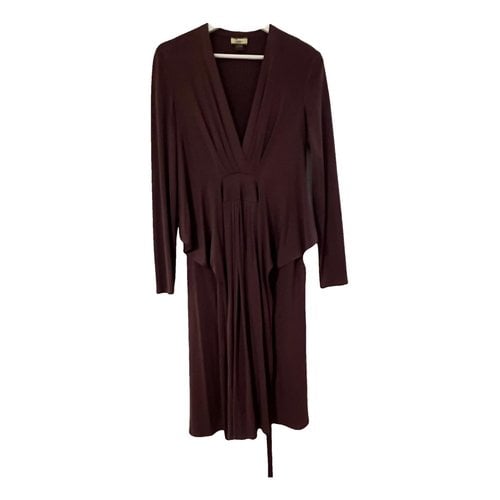 Pre-owned Issa Silk Mid-length Dress In Burgundy