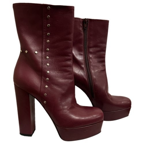 Pre-owned Giampaolo Viozzi Leather Boots In Burgundy