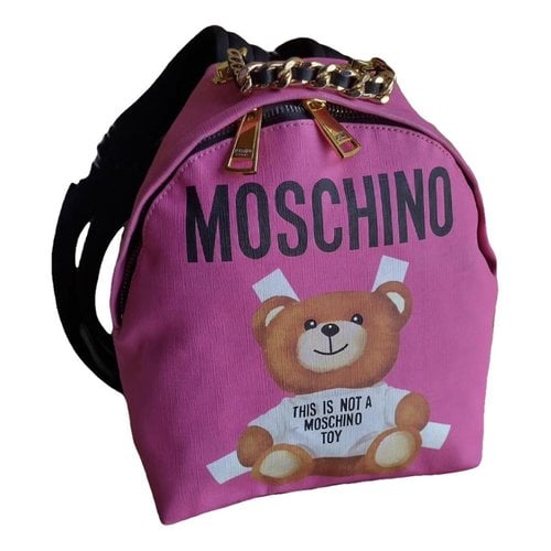 Pre-owned Moschino Leather Backpack In Pink