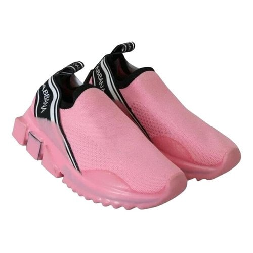 Pre-owned Dolce & Gabbana Cloth Trainers In Pink