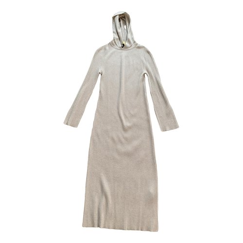 Pre-owned Theory Wool Mid-length Dress In Beige
