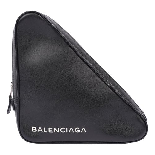 Pre-owned Balenciaga Triangle Leather Bag In Black