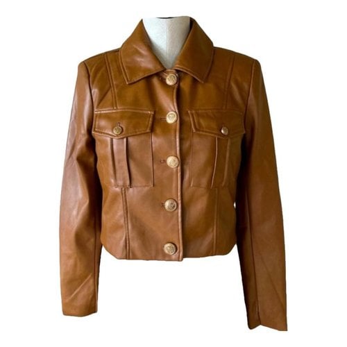 Pre-owned 7 For All Mankind Vegan Leather Jacket In Brown