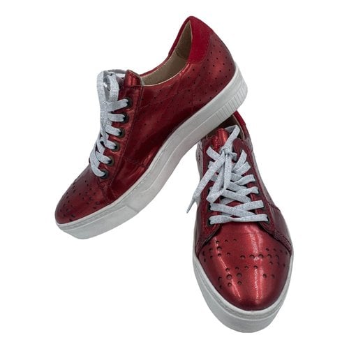 Pre-owned Mjus Leather Trainers In Red