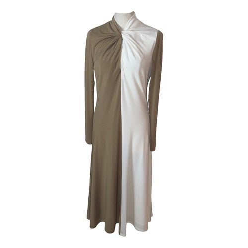 Pre-owned Halston Mid-length Dress In Beige