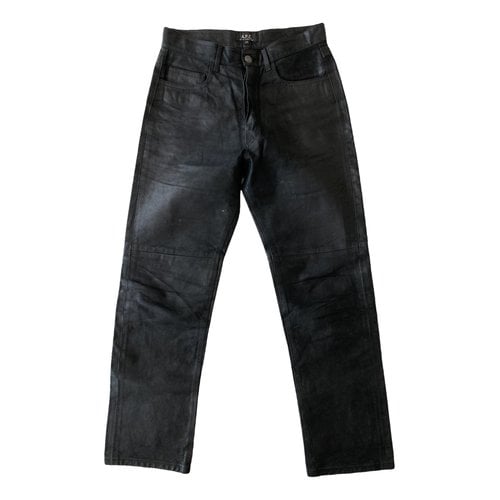 Pre-owned Apc Leather Straight Pants In Black