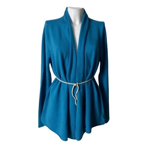 Pre-owned White + Warren Cashmere Cardigan In Turquoise