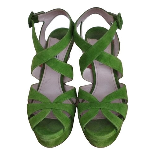 Pre-owned Miu Miu Sandals In Green
