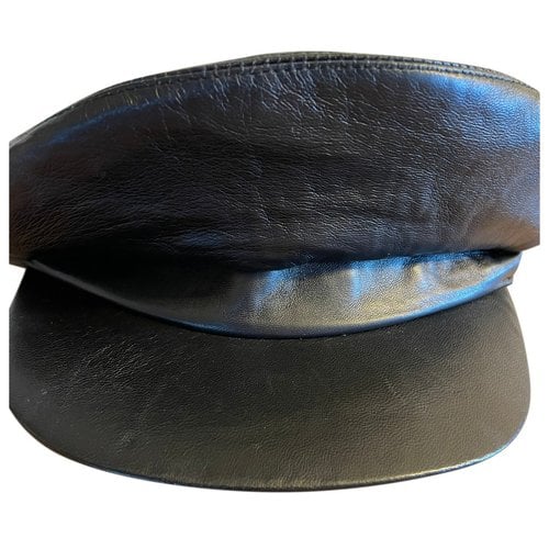 Pre-owned Burberry Leather Cap In Black
