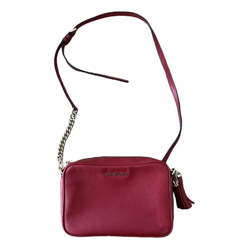 Pre-owned Michael Kors Jet Set Leather Crossbody Bag In Red
