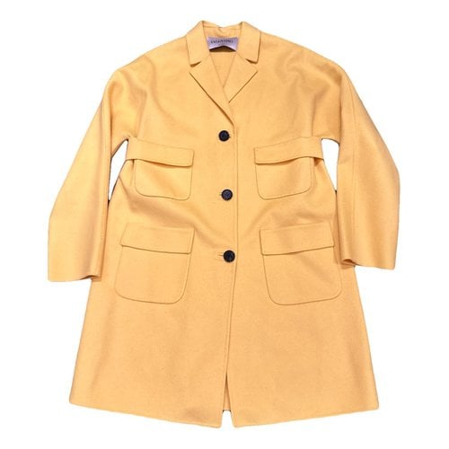 Pre-owned Valentino Wool Coat In Yellow