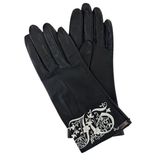 Pre-owned John Galliano Leather Gloves In Black