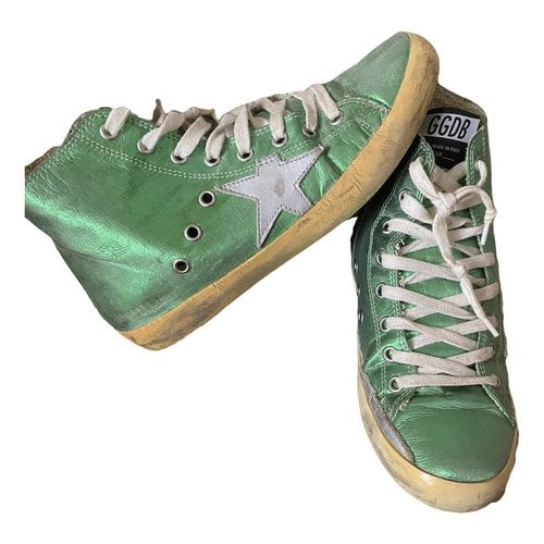 Pre-owned Golden Goose Francy Leather Trainers In Green