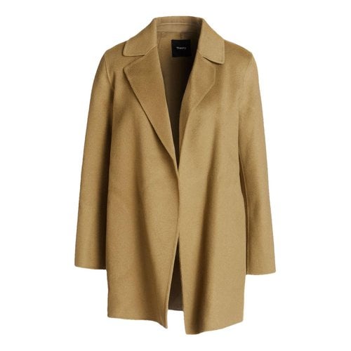 Pre-owned Theory Wool Coat In Khaki