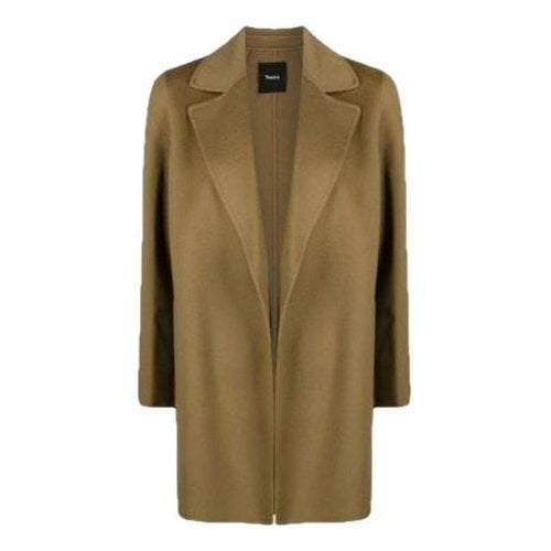 Pre-owned Theory Wool Coat In Khaki