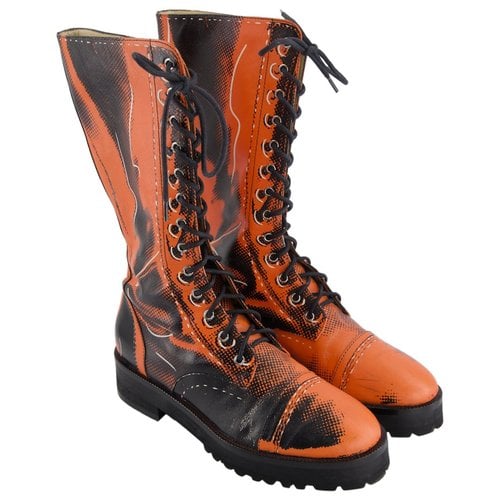 Pre-owned Moschino Leather Boots In Orange