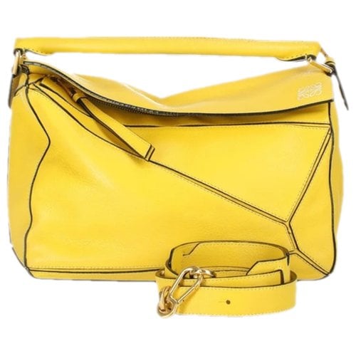 Pre-owned Loewe Puzzle Leather Crossbody Bag In Yellow
