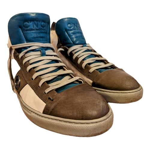 Pre-owned Costume National Leather High Trainers In Beige