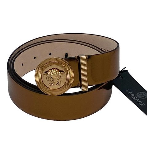 Pre-owned Versace Medusa Leather Belt In Gold