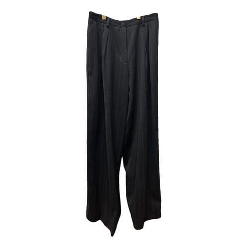 Pre-owned Giorgio Armani Wool Straight Pants In Black