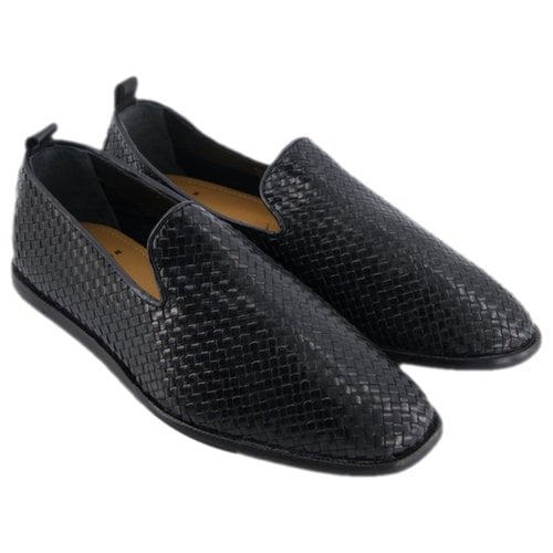 Pre-owned Hudson Leather Flats In Black