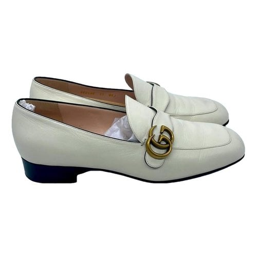 Pre-owned Gucci Marmont Leather Heels In White