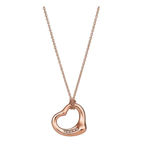 Pre-owned Tiffany & Co Open Heart Pink Gold Necklace In Other