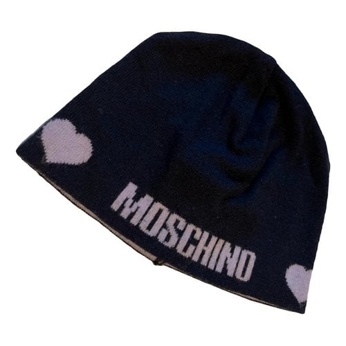 Pre-owned Moschino Wool Beanie In Blue