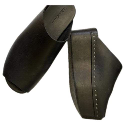Pre-owned Rick Owens Leather Mules & Clogs In Black