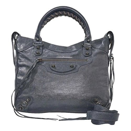 Pre-owned Balenciaga Vélo Leather Handbag In Grey