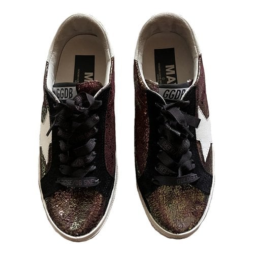 Pre-owned Golden Goose May Cloth Trainers In Purple