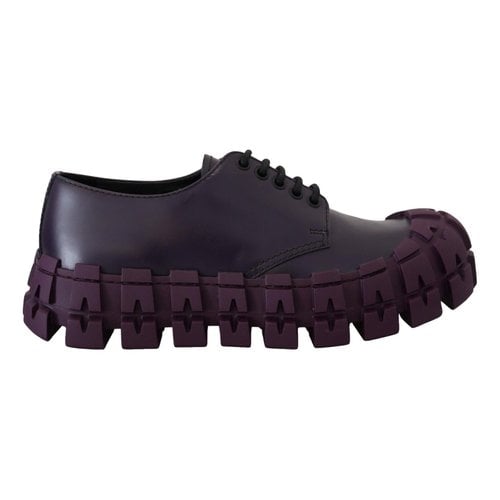 Pre-owned Prada Leather Low Trainers In Purple