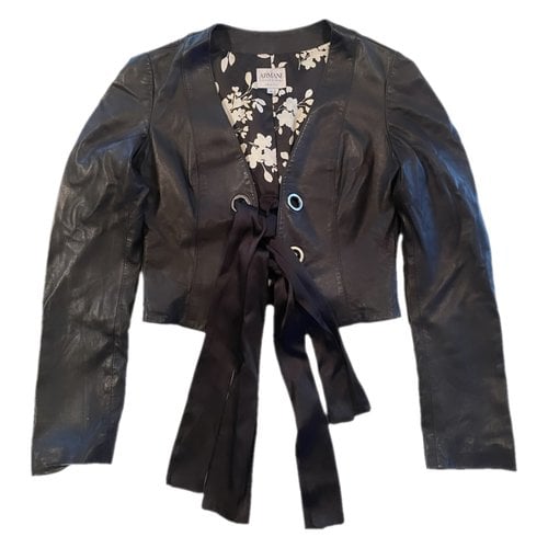 Pre-owned Armani Collezioni Leather Suit Jacket In Black