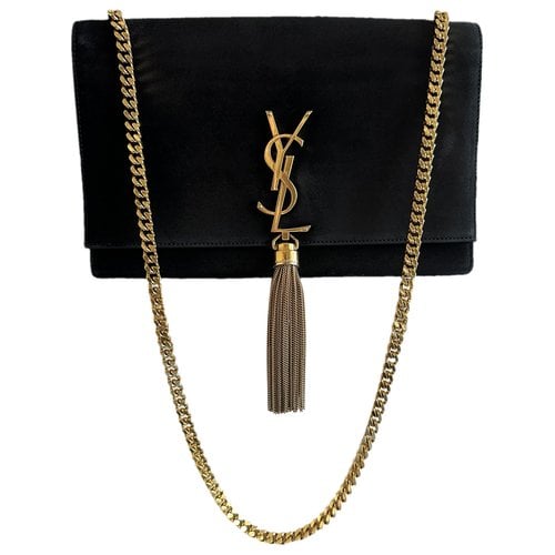 Pre-owned Saint Laurent Kate Monogramme Crossbody Bag In Black