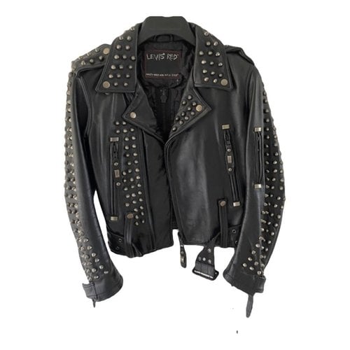 Pre-owned Levi's Leather Biker Jacket In Black