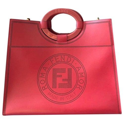 Pre-owned Fendi Runaway Shopping Leather Tote In Red