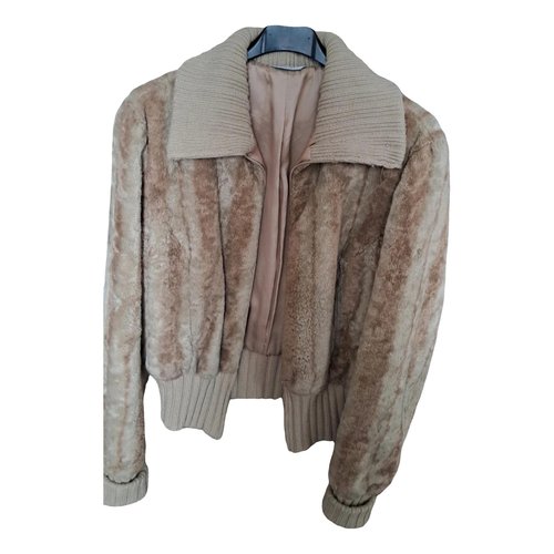 Pre-owned Liujo Faux Fur Jacket In Beige