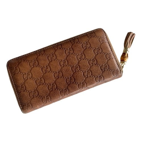 Pre-owned Gucci Leather Wallet In Camel