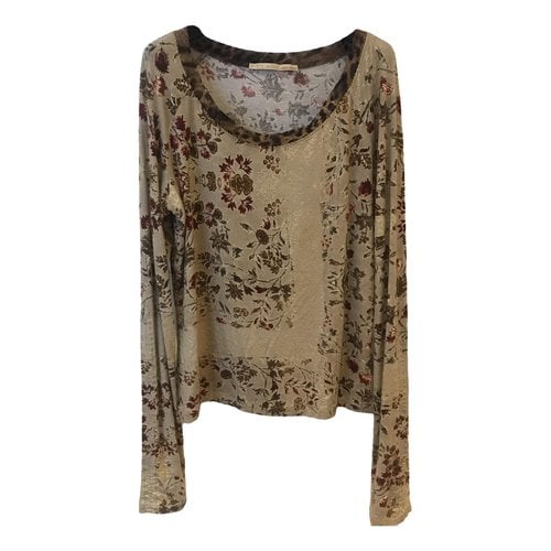 Pre-owned Roberto Cavalli Jersey Top In Camel