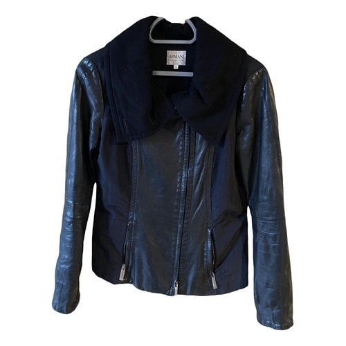 Pre-owned Armani Collezioni Leather Jacket In Black