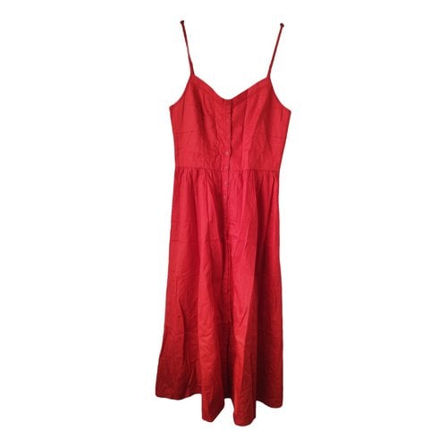 Pre-owned Maje Spring Summer 2021 Mid-length Dress In Burgundy