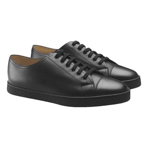 Pre-owned John Lobb Leather Low Trainers In Black